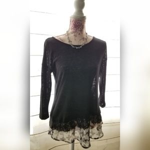 DONATED. Bobeau Layer Sweater with Blouse Trim